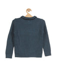Printed Round Neck Full Sweater - Blue
