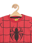 Spider Man Print Round Neck Sweatshirt - Red
