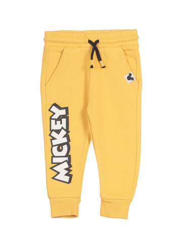 Mickey Mouse Print Track Bottoms - Yellow