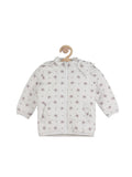 Butterfly Print Front Open Polyfil Hooded Jacket - White
