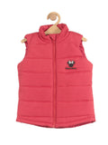 Front Open Polyfil Sleeveless Jacket - Red