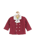 Front Open Fur Lined Jacket - Maroon