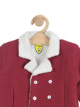 Front Open Fur Lined Jacket - Maroon