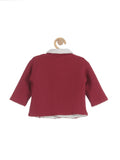 Front Open Fur Lined Jacket - Maroon