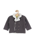Front Open Fur Lined Jacket - Grey