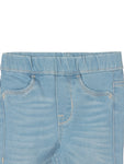 Elastic Waist Mild Distressed Slim Fit Jegging Jeans - Blue