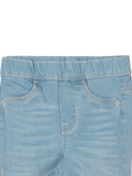 Elastic Waist Mild Distressed Slim Fit Jegging Jeans - Blue