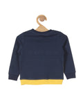 Printed Round Neck Sweatshirt - Navy Blue