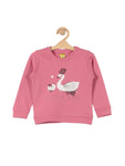 Duck Print Round Neck Sweatshirt - Pink