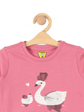Duck Print Round Neck Sweatshirt - Pink