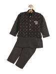 Embroidered Kurta Pajama Set - Black