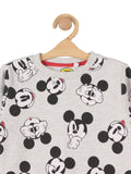 Mickey Mouse Print Round Neck Sweatshirt - Grey