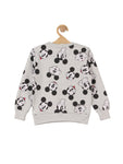 Mickey Mouse Print Round Neck Sweatshirt - Grey