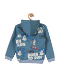 Printed Sonic Front Open Hooded Boys Sets - Blue