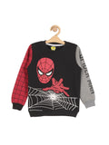 Spider Man Printed Round Neck Sweatshirt - Black