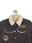 Fleece Lined Front Button Jacket - Grey