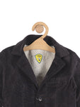 Front Open Fur Lined Blazer Jacket - Navy Blue