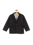 Front Open Fur Lined Blazer Jacket - Black