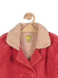 Front Open Fur Lined Blazer Jacket - Red