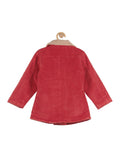 Front Open Fur Lined Blazer Jacket - Red