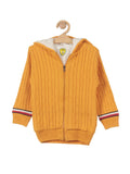 Front Open Hooded Fur Lined Sweater - Yellow