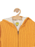Front Open Hooded Fur Lined Sweater - Yellow