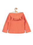 Front Open Hooded Fur Lined Sweater - Orange