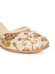 Floral Golden Embroidered Ethnic Wear Juttis - Cream