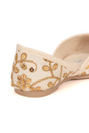 Floral Golden Embroidered Ethnic Wear Juttis - Cream