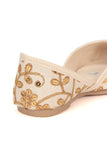 Floral Golden Embroidered Ethnic Wear Juttis - Cream