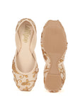 Floral Golden Embroidered Ethnic Wear Juttis - Cream