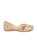 Floral Golden Embroidered Ethnic Wear Juttis - Cream