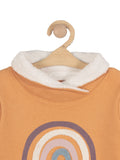 Printed Fleece Lined Sweatshirt - Orange