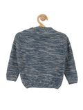 Lion Print Round Neck Sweater - Blue