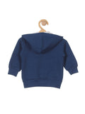 Printed Front Open Hooded Sweatshirt - Blue