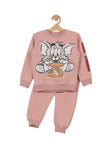 Tom & Jerry Print Round Neck Track Suit - Pink