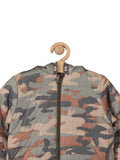 Camouflage Green Front Zipper Jacket