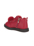 Light Weight Leatherette Boots - Red