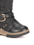 Leatherette Long Boots - Black