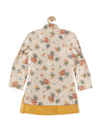 Floral Print Kurta Pajama Set - Yellow