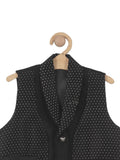 Polka Dot Print Waist Coat With Trousers - Black