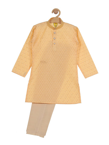 Self Design Kurta Pajama Set - Yellow