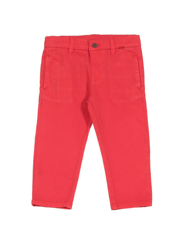Straight Fit Elastic Waist Trouser - Red