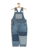 Distressed Relaxed Fit Denim Dungaree - Blue