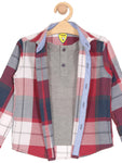 Check Premium Cotton Full Shirt With Tshirt Attached - Maroon