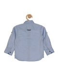 Self Design Premium Cotton Full Shirt - Blue