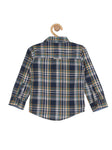 Check Premium Cotton Full Shirt With Tshirt Attached - Navy Blue