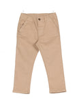 Elastic Waist Cross Pocket Slim Fit Jeans - Beige