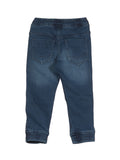 Elastic Waist Cross Pocket Straight Fit Jogger Jeans - Blue