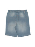 Elastic Waist Mild Distressed Denim Shorts - Blue